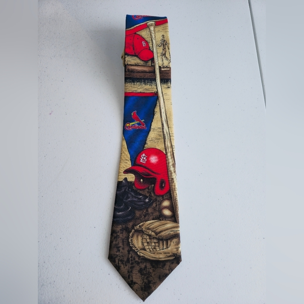 Baseball-Themed Tie with Red and Blue Accents